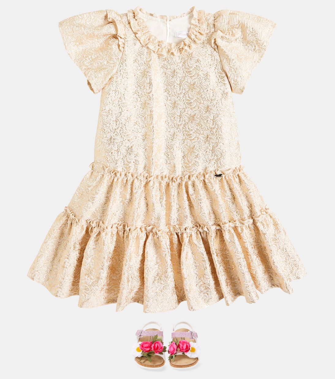 Ruffled lamé jacquard dress | Monnalisa