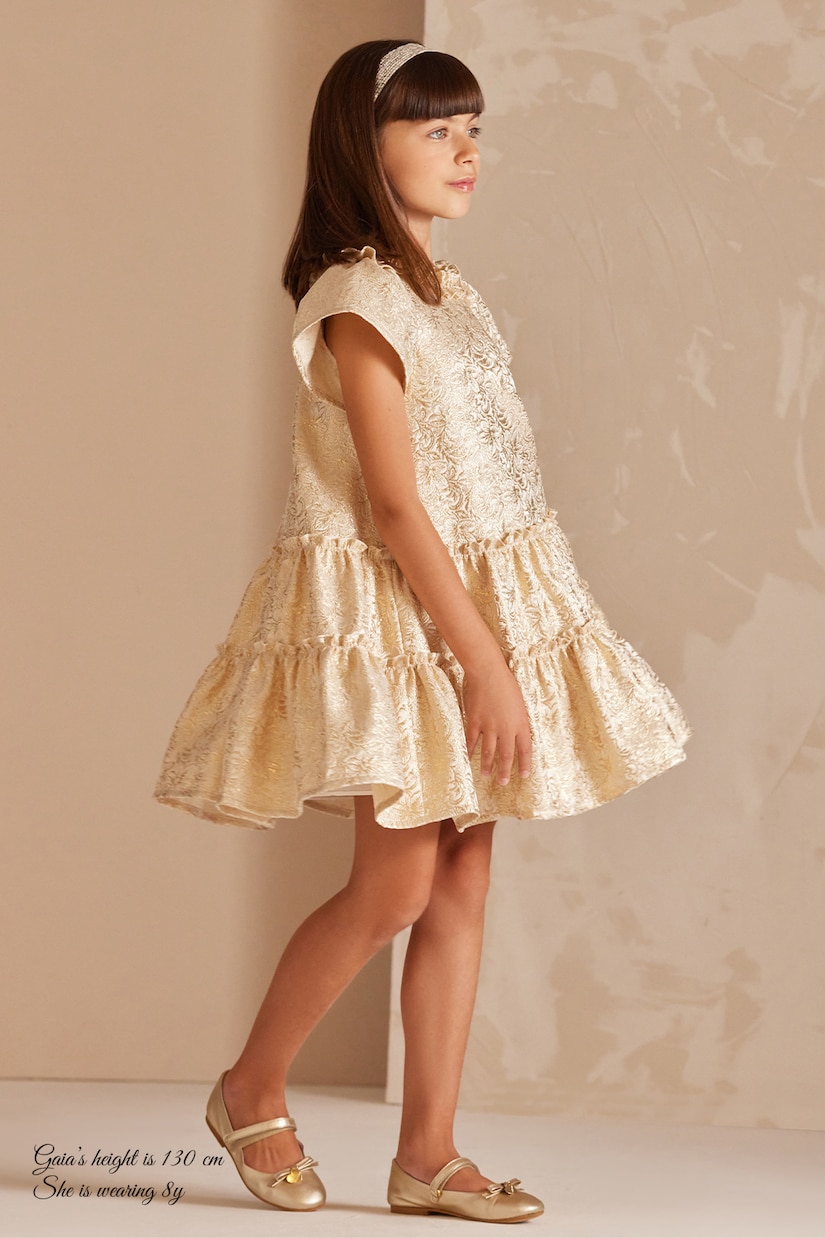 Ruffled lamé jacquard dress | Monnalisa