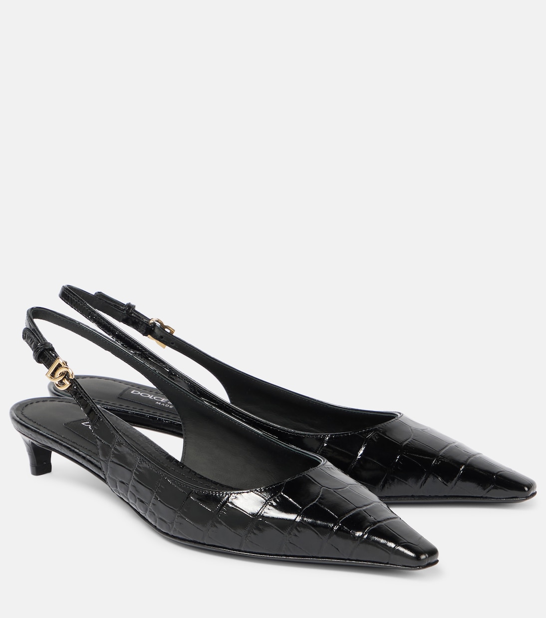 Croc-effect patent leather slingback pumps | Dolce&Gabbana