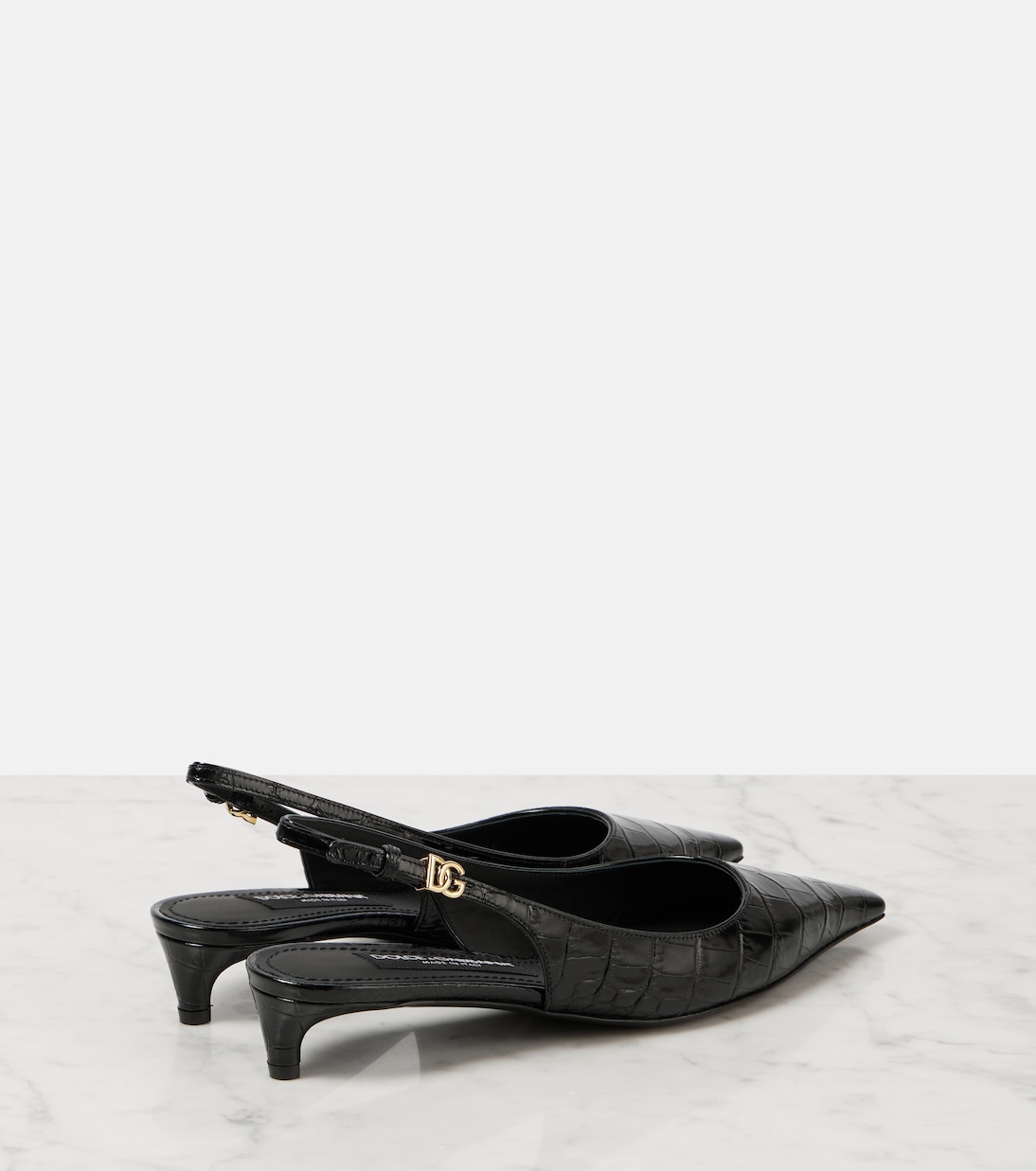 Croc-effect patent leather slingback pumps | Dolce&Gabbana