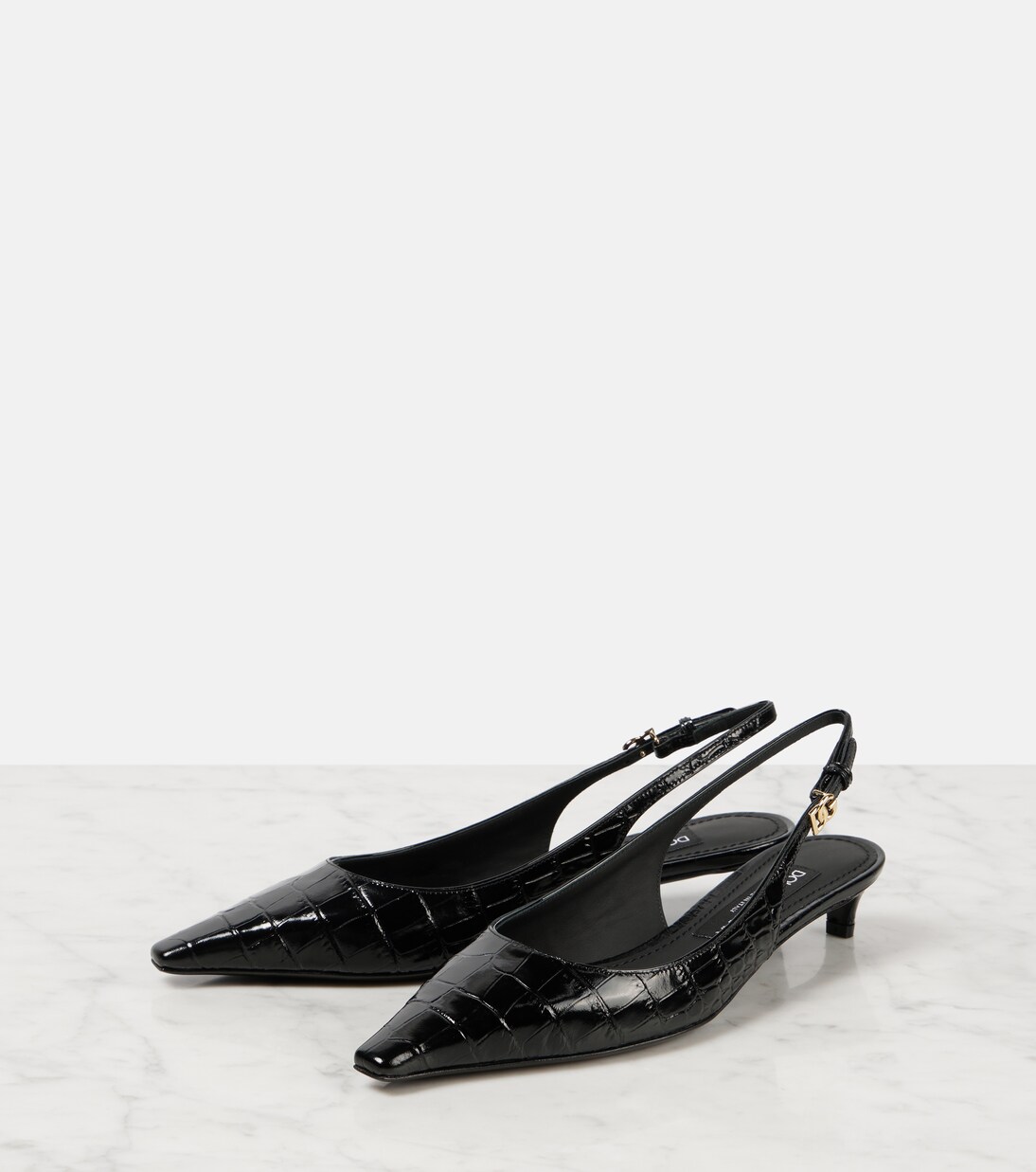 Croc-effect patent leather slingback pumps | Dolce&Gabbana