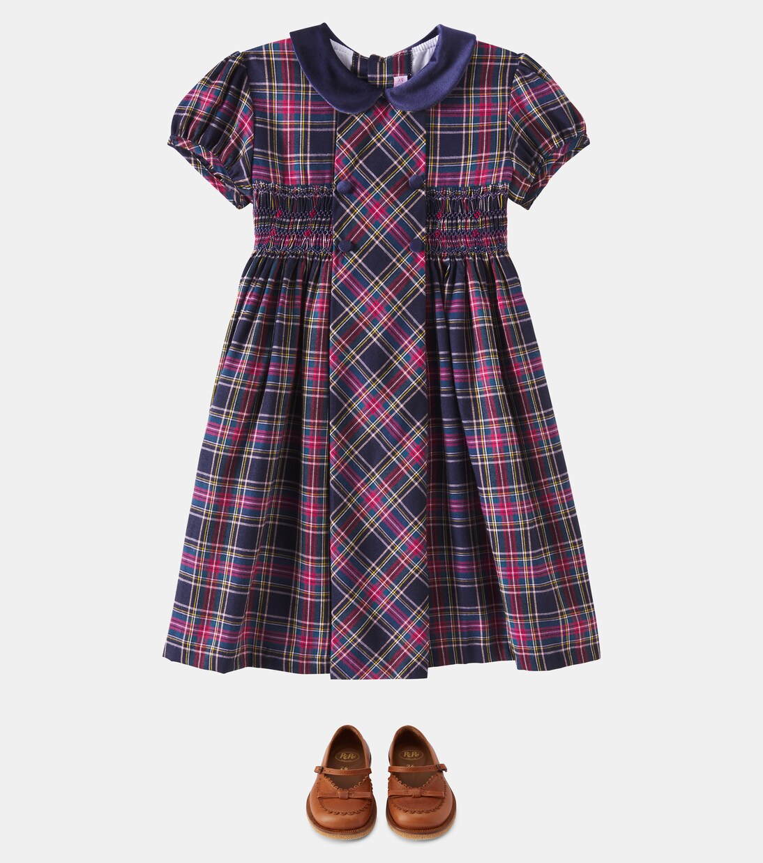 Arcadia shirred plaid cotton-blend dress | La Coqueta