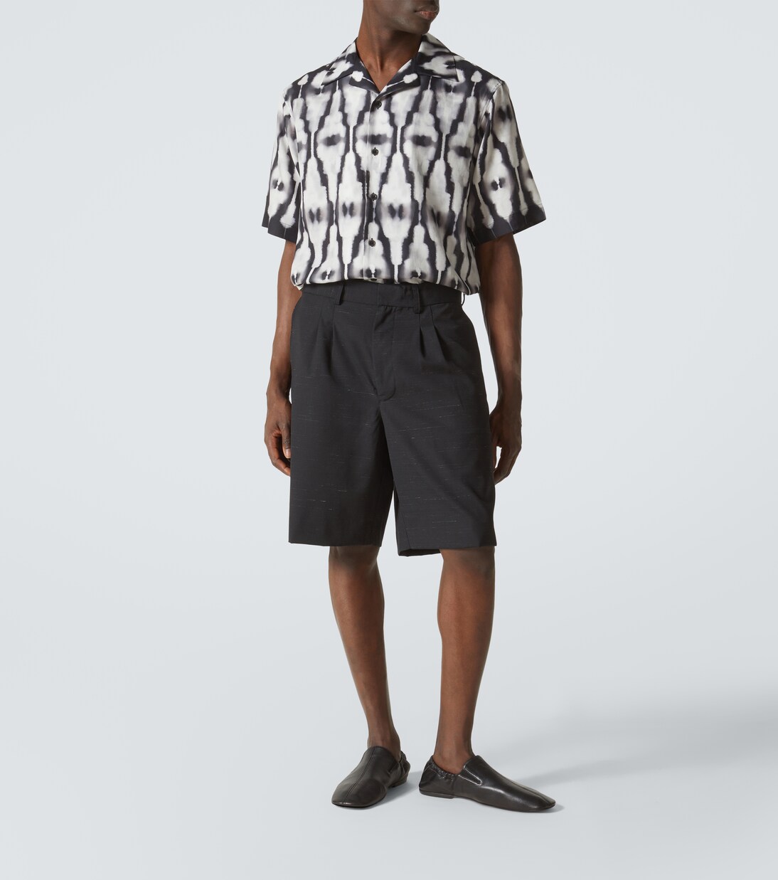 Heathered cotton and wool shorts | Commas