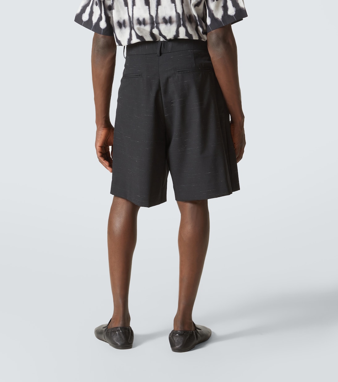 Heathered cotton and wool shorts | Commas