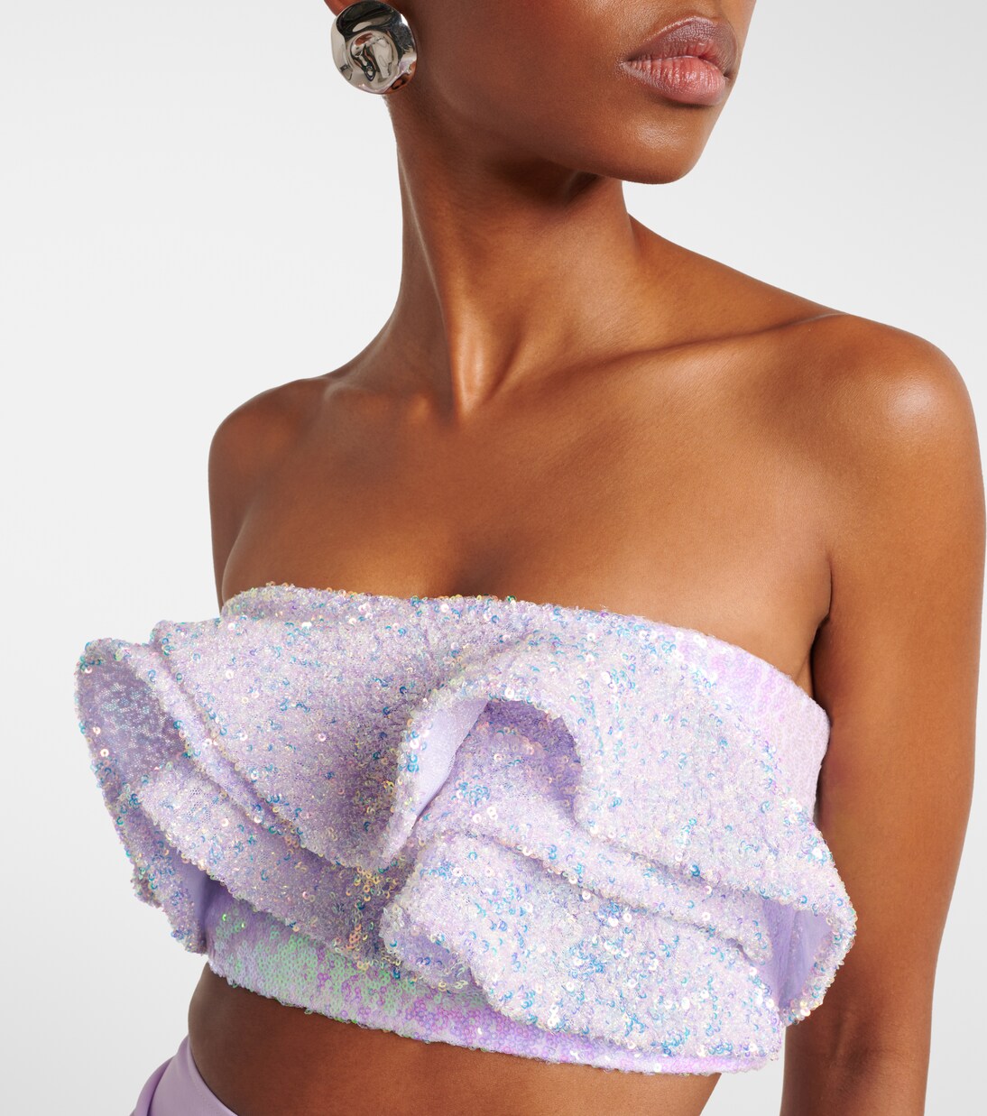 Together Wave ruffled sequined bandeau top | Maticevski