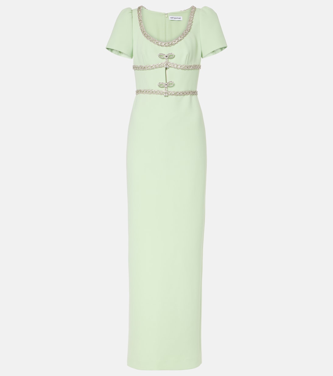 Robe longue en crêpe à ornements | Self-Portrait