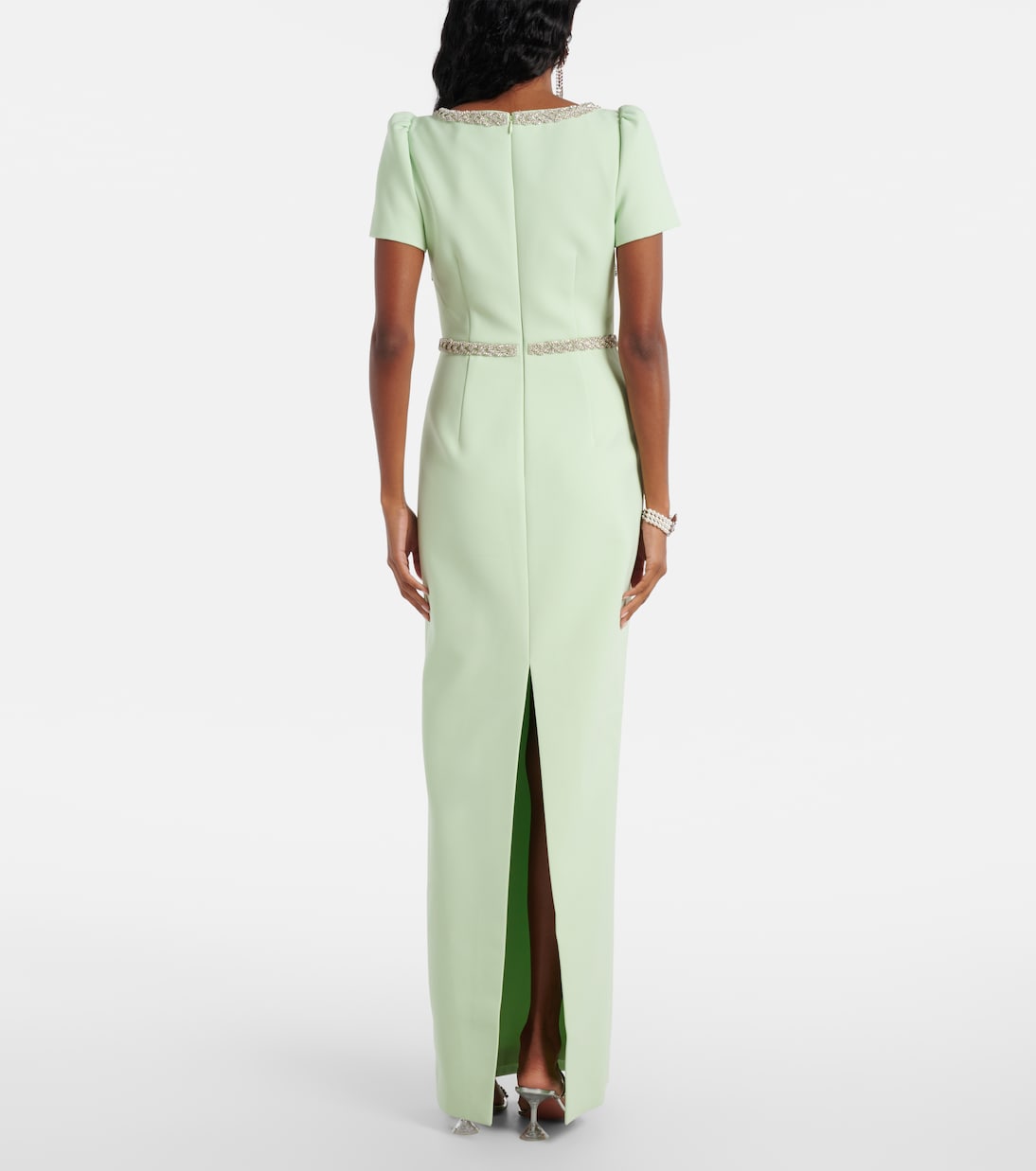 Robe longue en crêpe à ornements | Self-Portrait