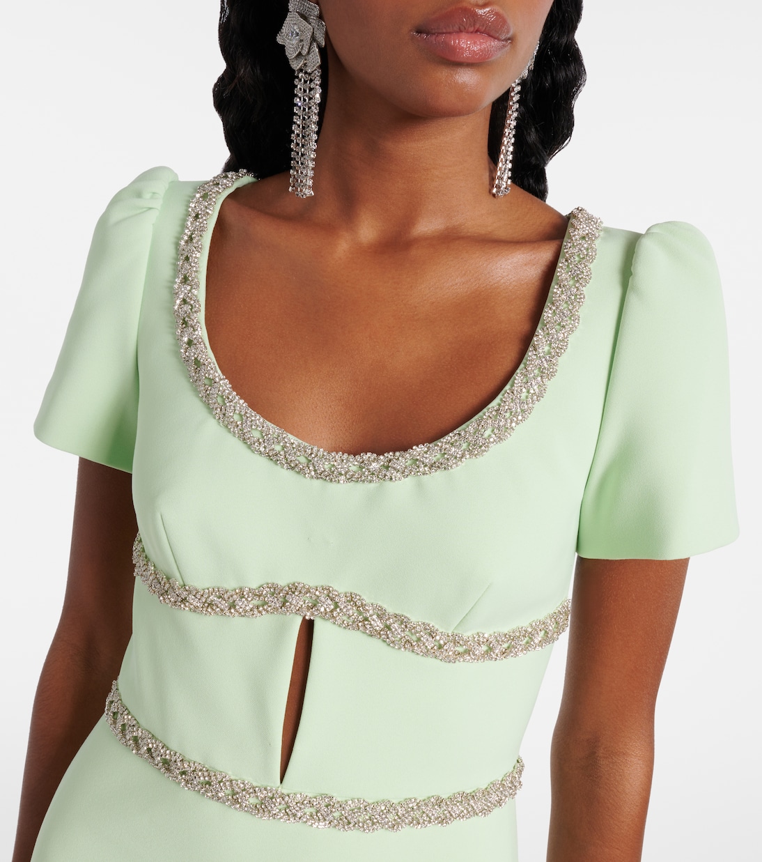 Robe longue en crêpe à ornements | Self-Portrait