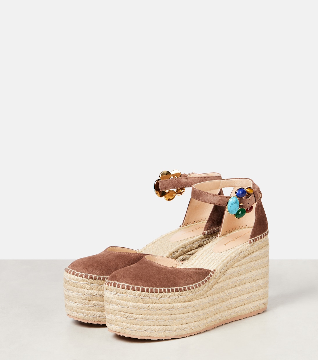 Espadrille-Wedges Shanti 100 aus Veloursleder | Gianvito Rossi