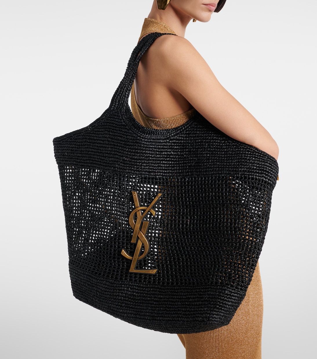 Cabas Icare Cassandre Maxi en crochet et raphia | Saint Laurent