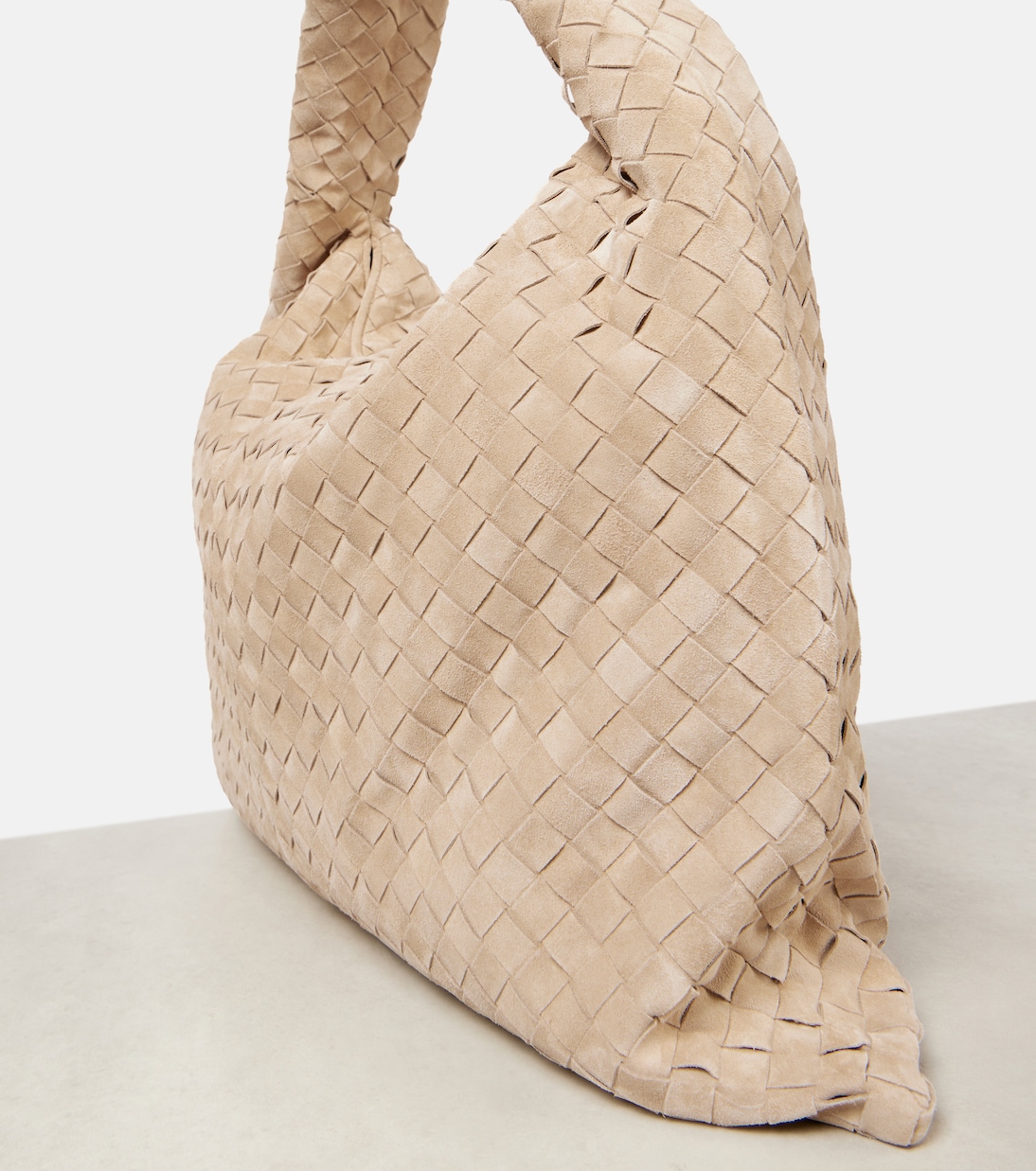 Hop Large Intrecciato suede shoulder bag | Bottega Veneta