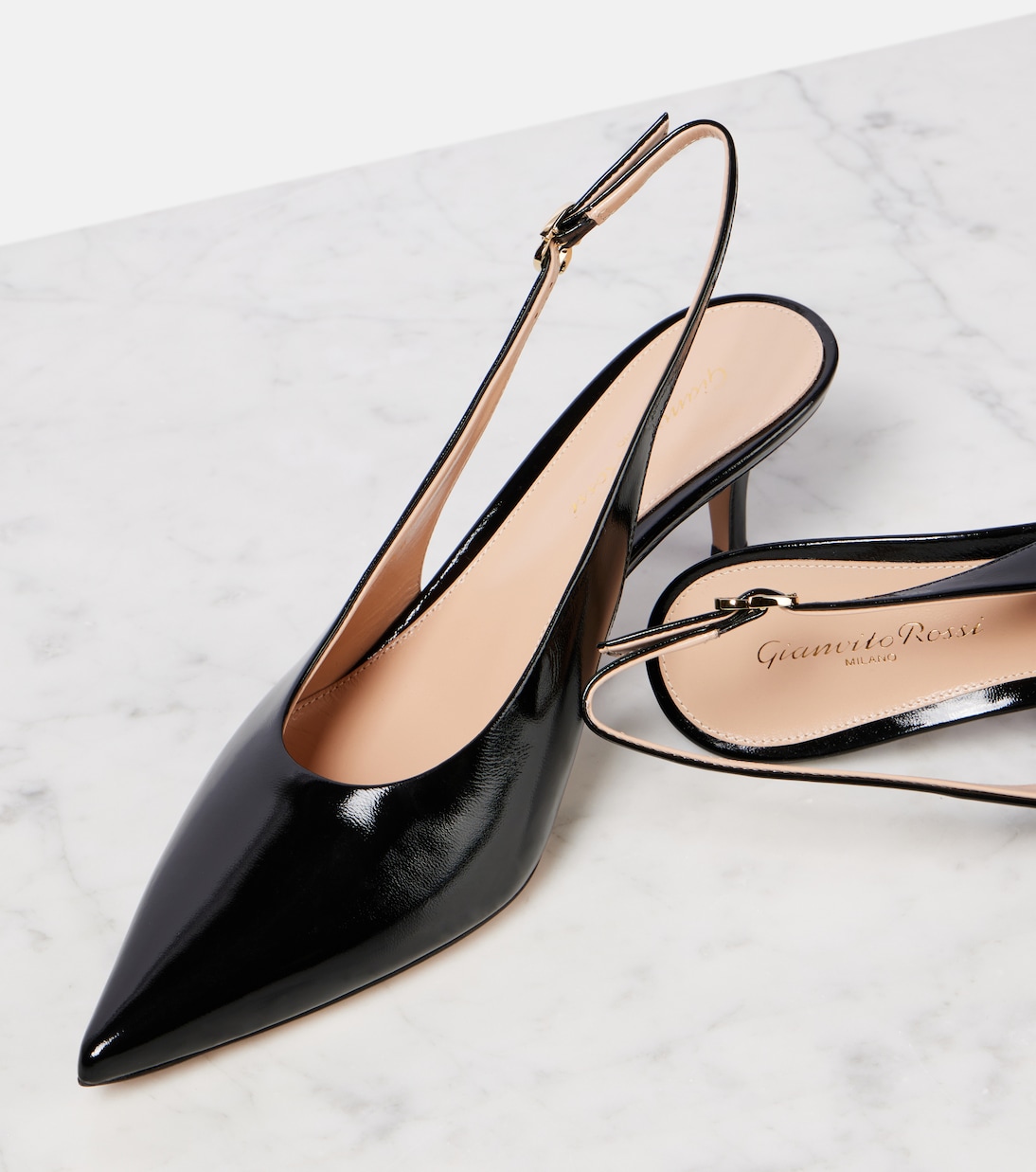 Robbie 55 patent leather slingback pumps | Gianvito Rossi