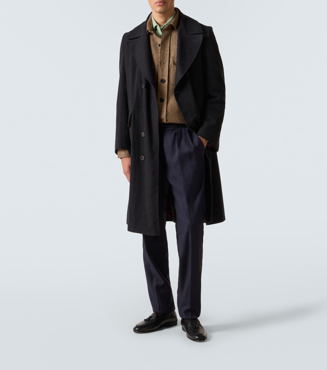 Herringbone wool Western shirt | Rubinacci