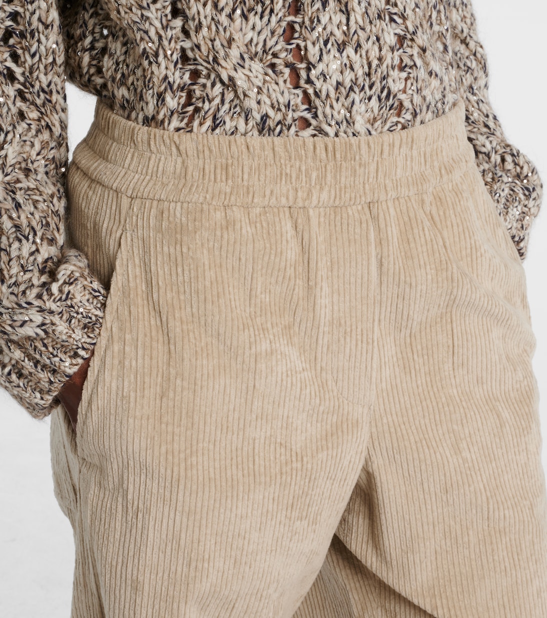 Weite High-Rise-Hose aus Baumwoll-Cord | Brunello Cucinelli