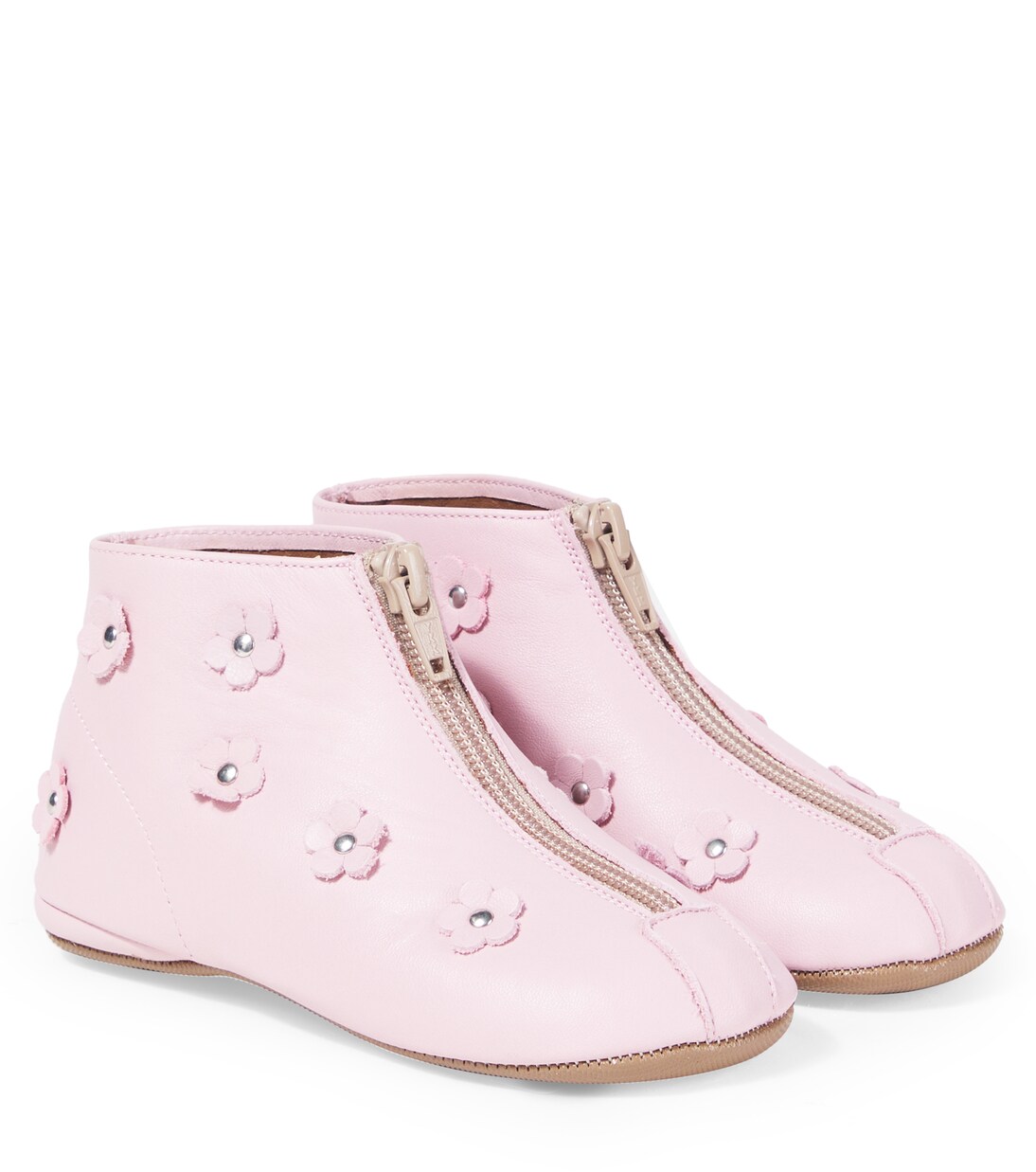 Floral-appliqué leather boots | PèPè