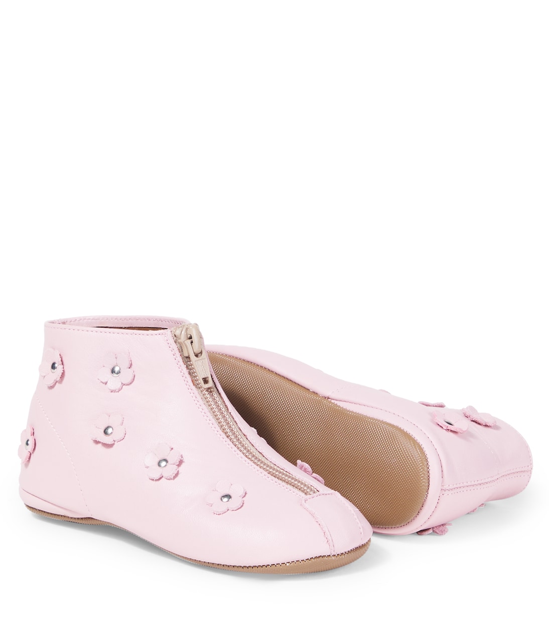 Floral-appliqué leather boots | PèPè