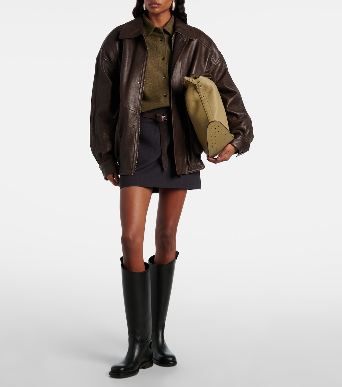 Schultertasche Pin Swing XL aus Leder | Delvaux