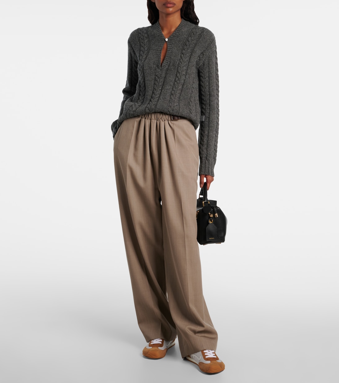 Cable-knit wool mouliné sweater | Loewe