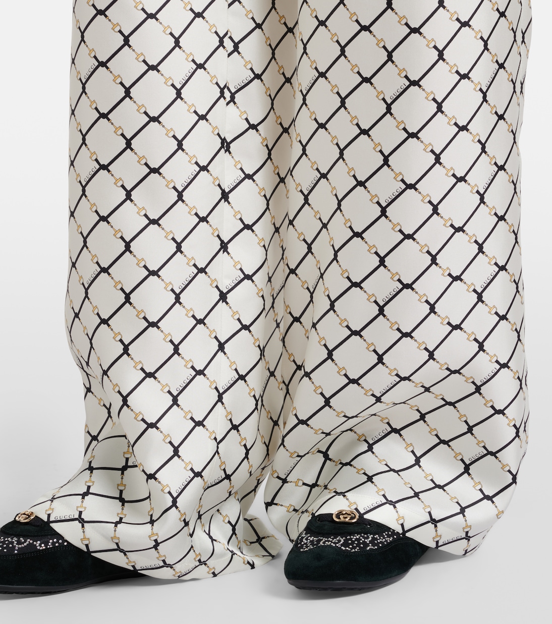 Weite Hose Horsebit aus Seiden-Twill | Gucci
