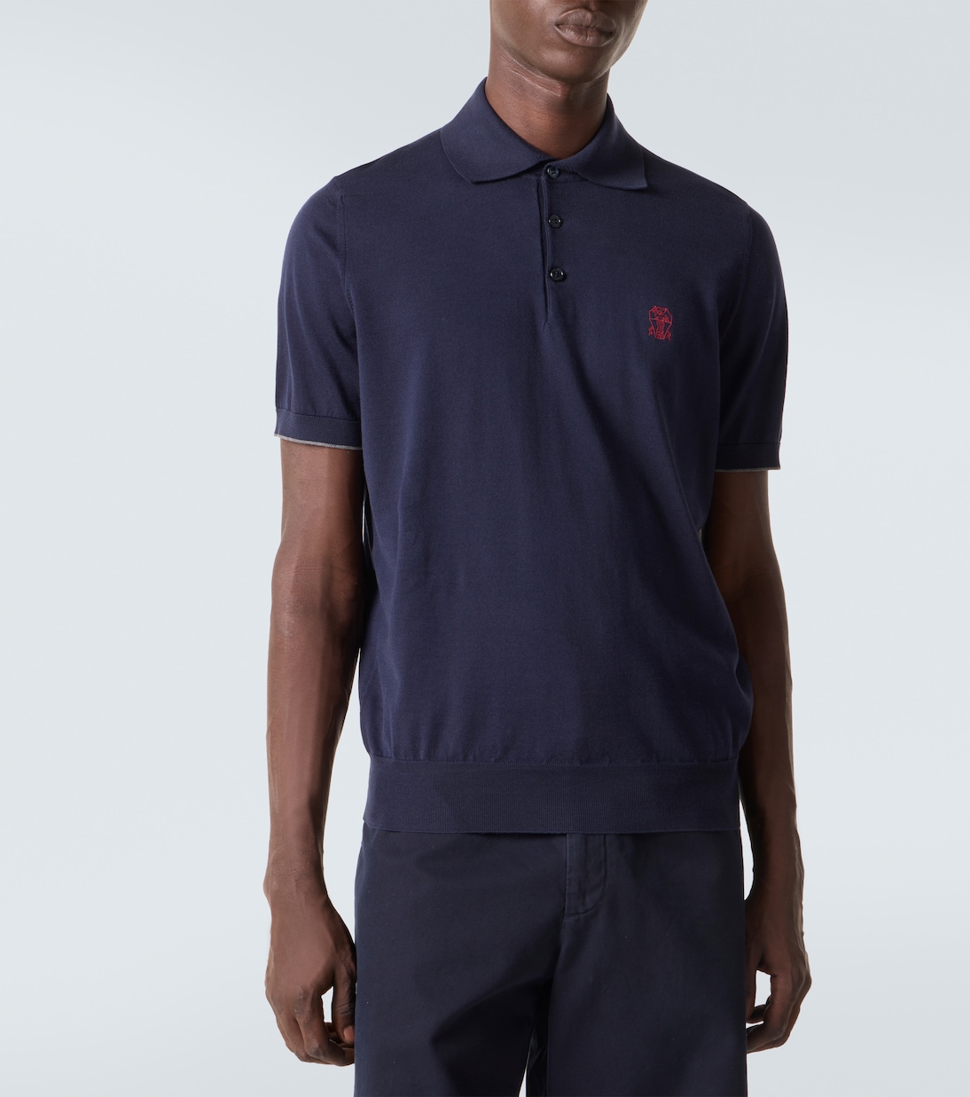 Polo brodé en coton | Brunello Cucinelli