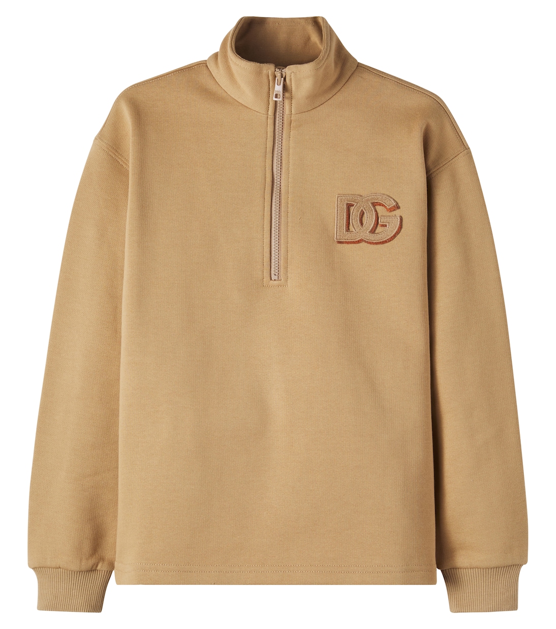 DG cotton jersey half-zip sweatshirt | Dolce&Gabbana Kids
