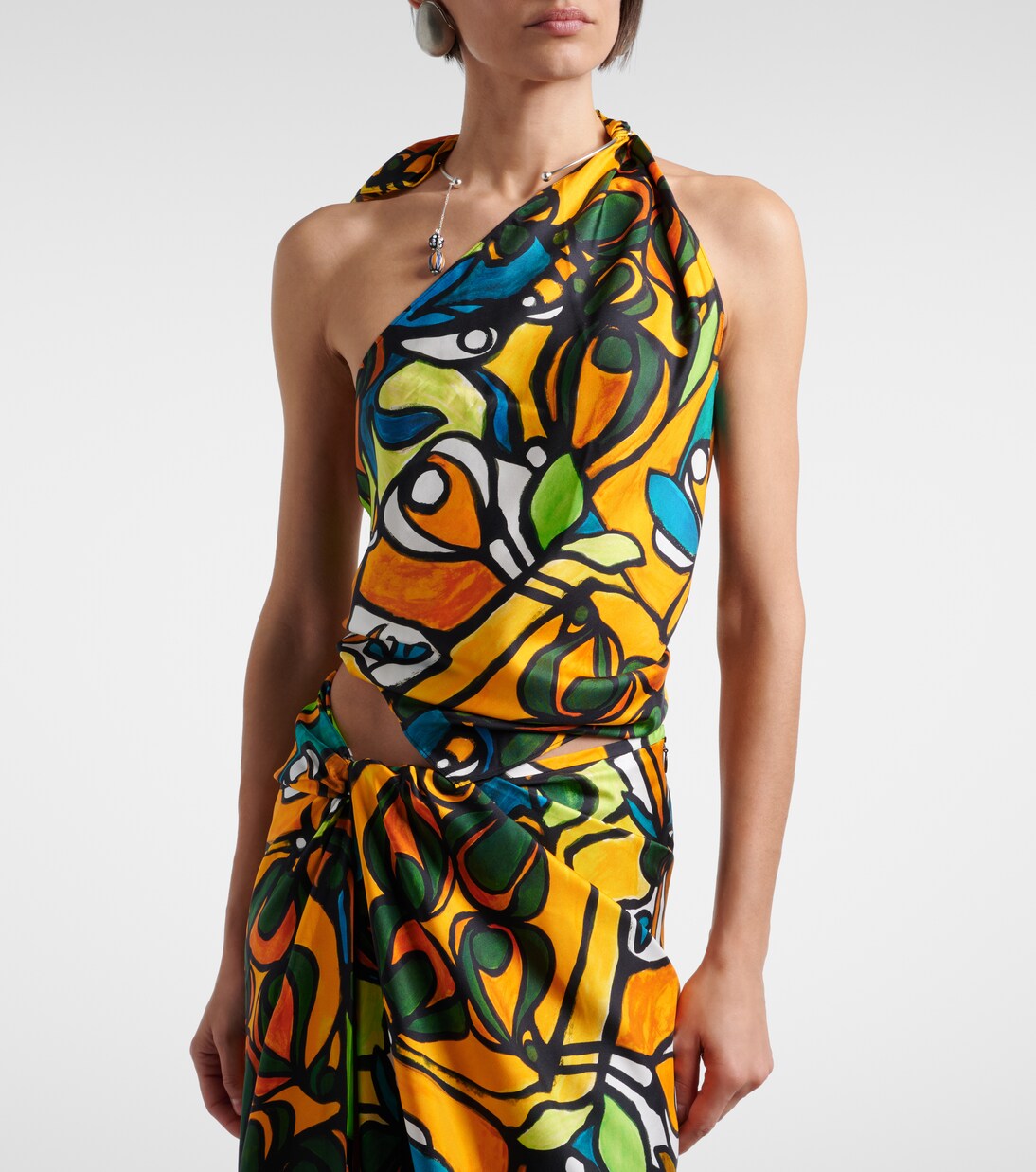 Printed draped silk top | Christopher Esber