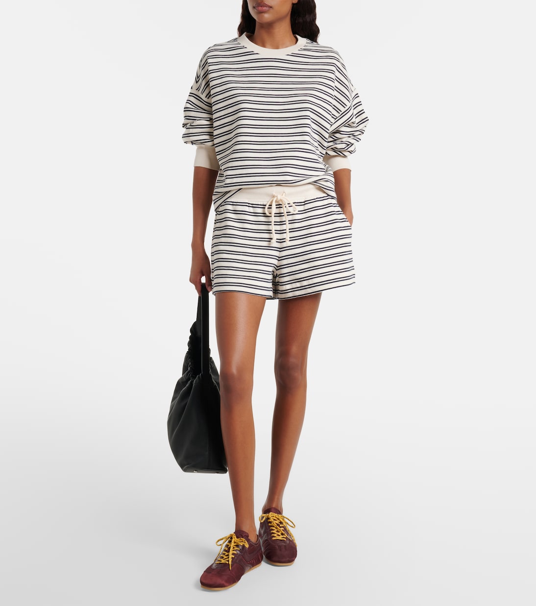 Amy striped cotton jersey shorts | Velvet