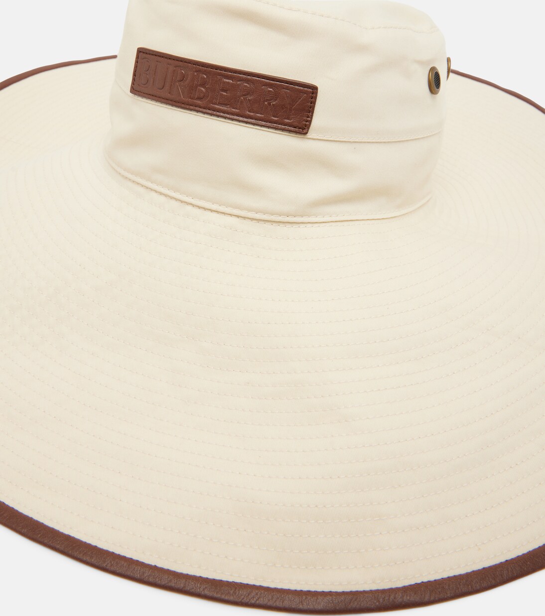Leather-trimmed cotton-blend sun hat | Burberry