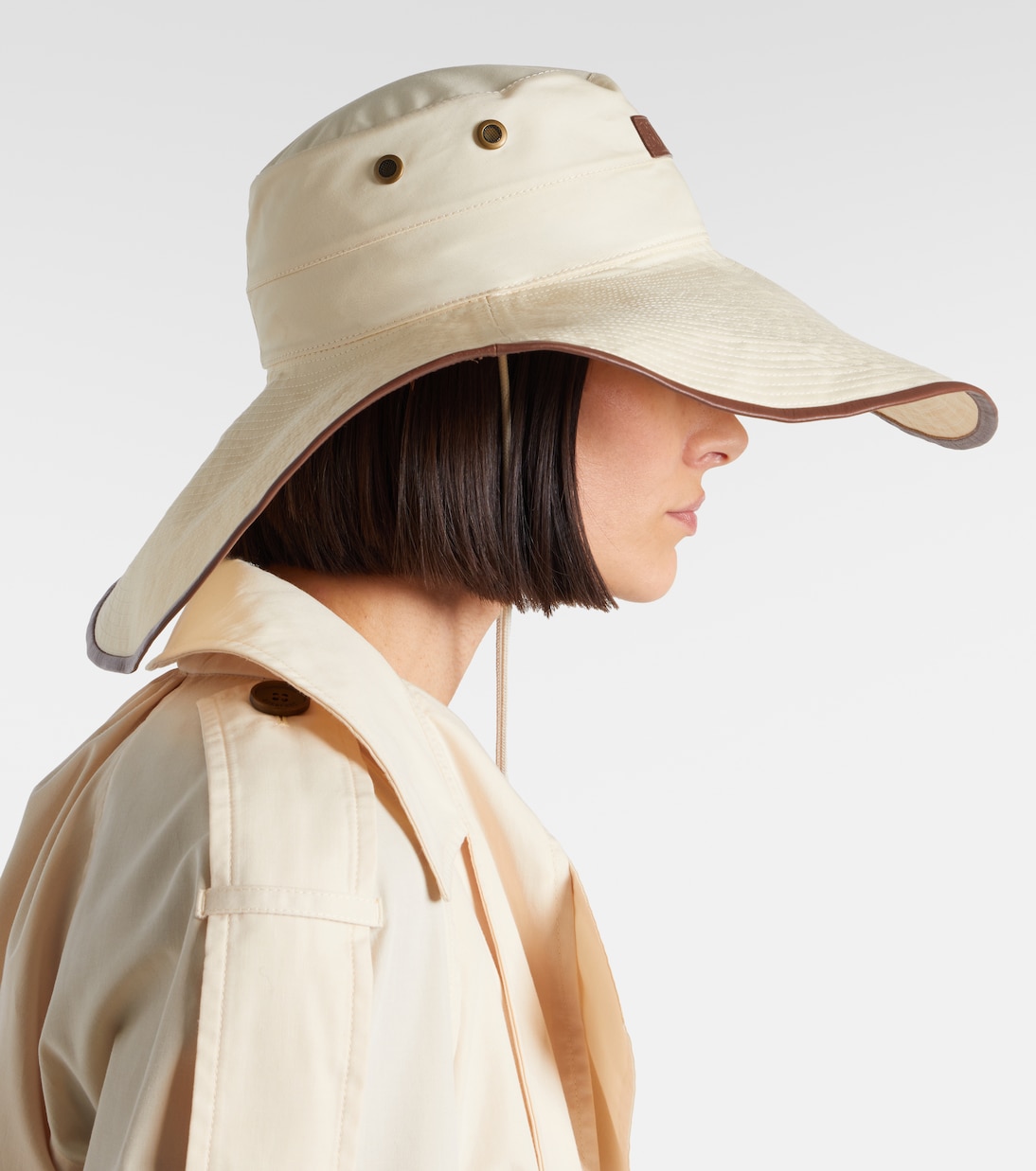 Leather-trimmed cotton-blend sun hat | Burberry