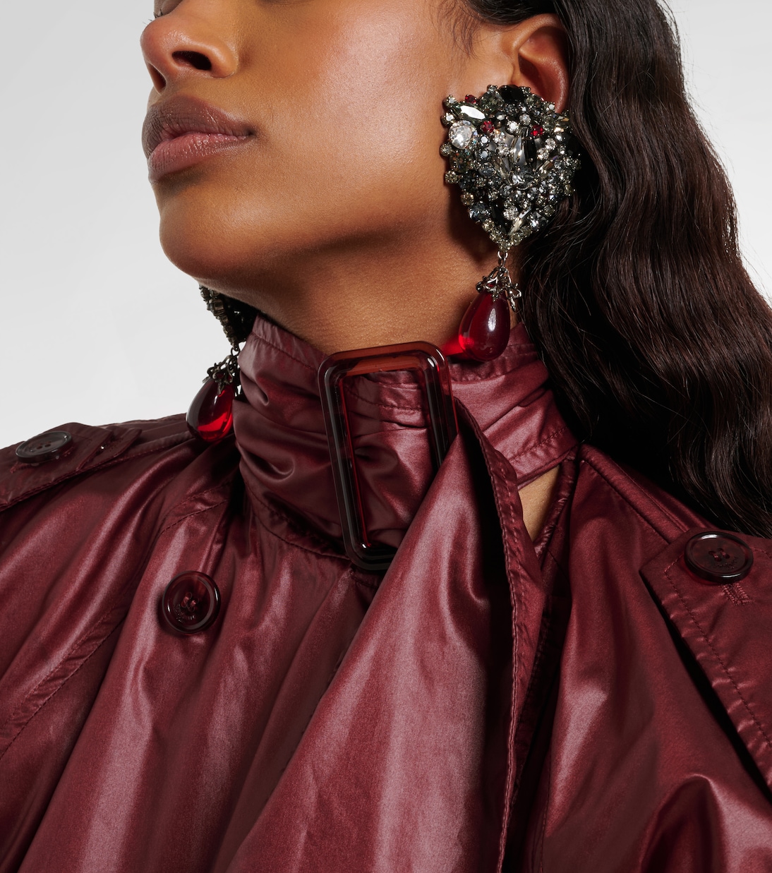 Crystal-embellished clip-on earrings | Saint Laurent