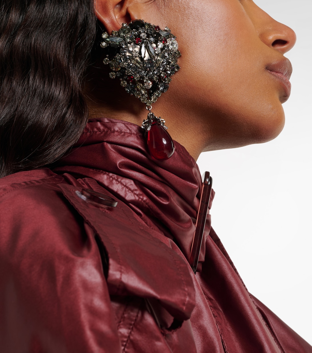 Crystal-embellished clip-on earrings | Saint Laurent