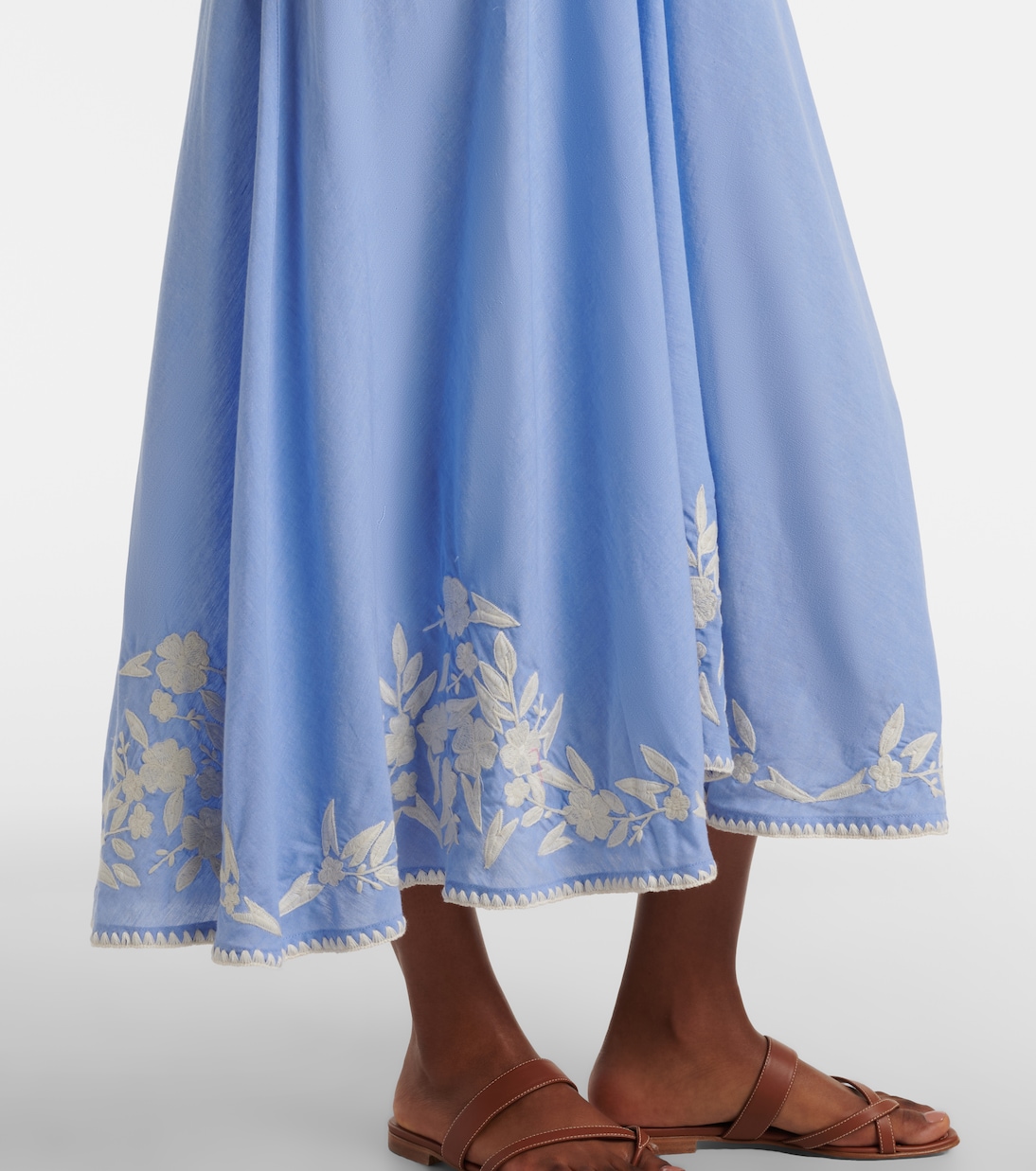 Abito midi in cotone e lino con ricamo | Juliet Dunn