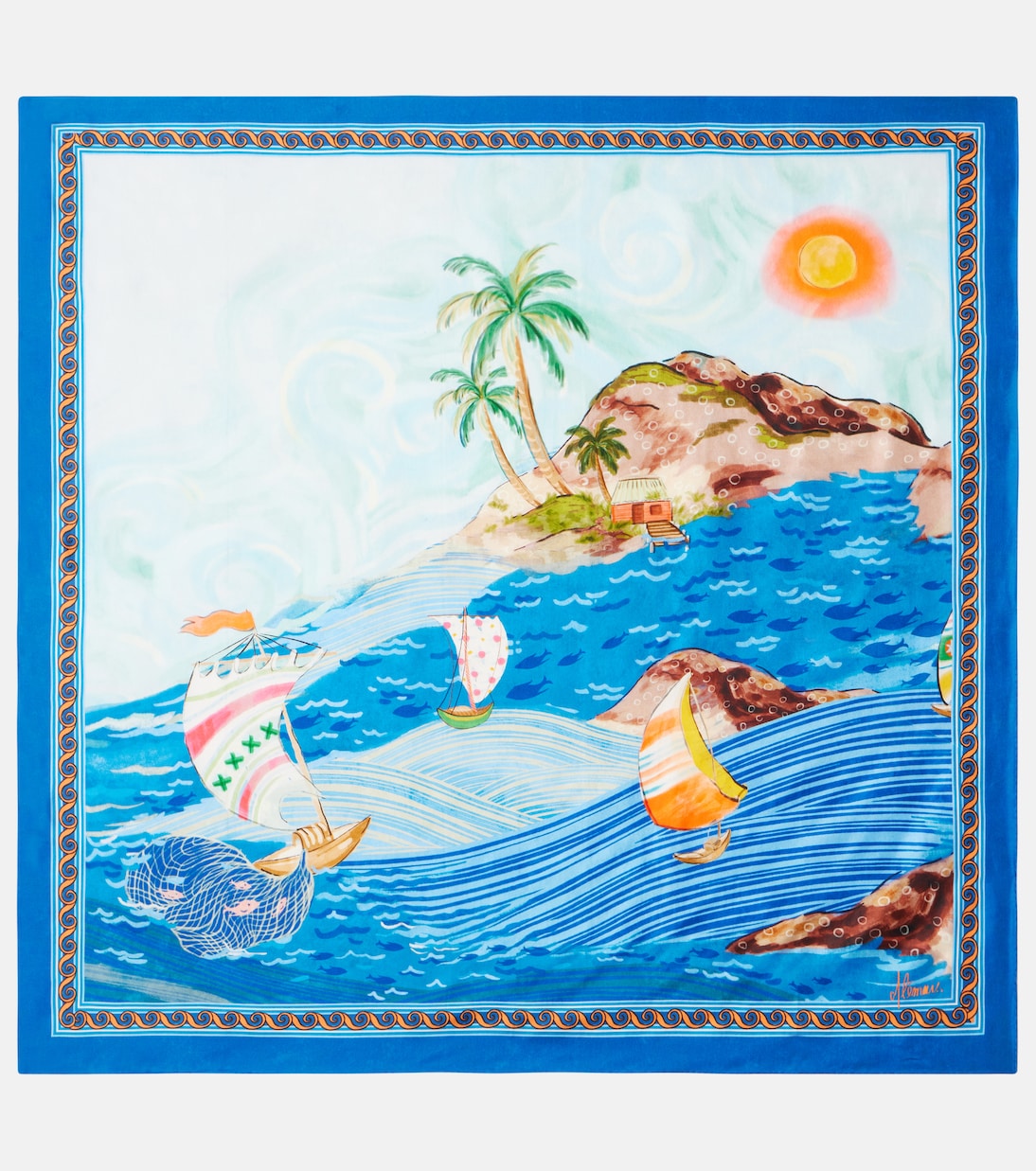 Printed silk twill scarf | Alémais
