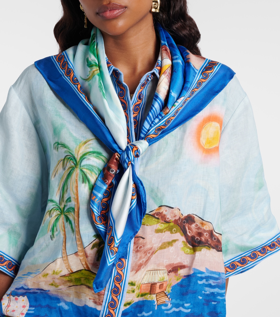 Printed silk twill scarf | Alémais