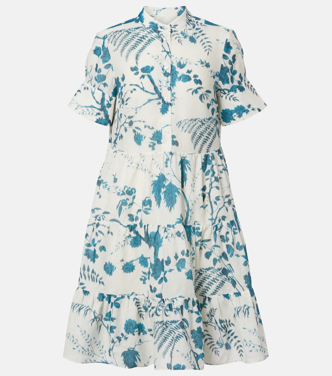 Floral tiered cotton and linen minidress | Erdem