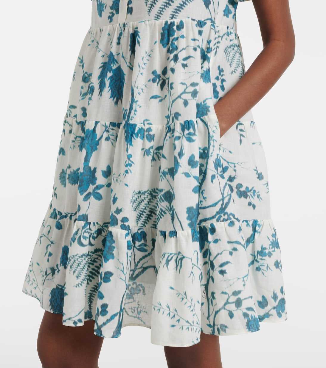 Floral tiered cotton and linen minidress | Erdem