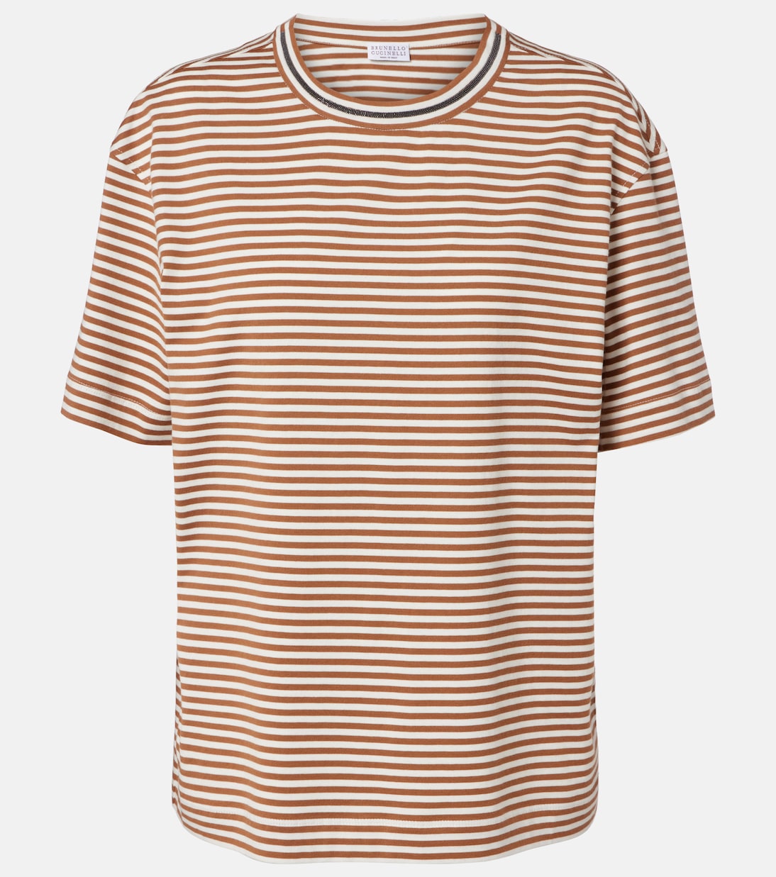 Striped oversized cotton jersey T-shirt | Brunello Cucinelli