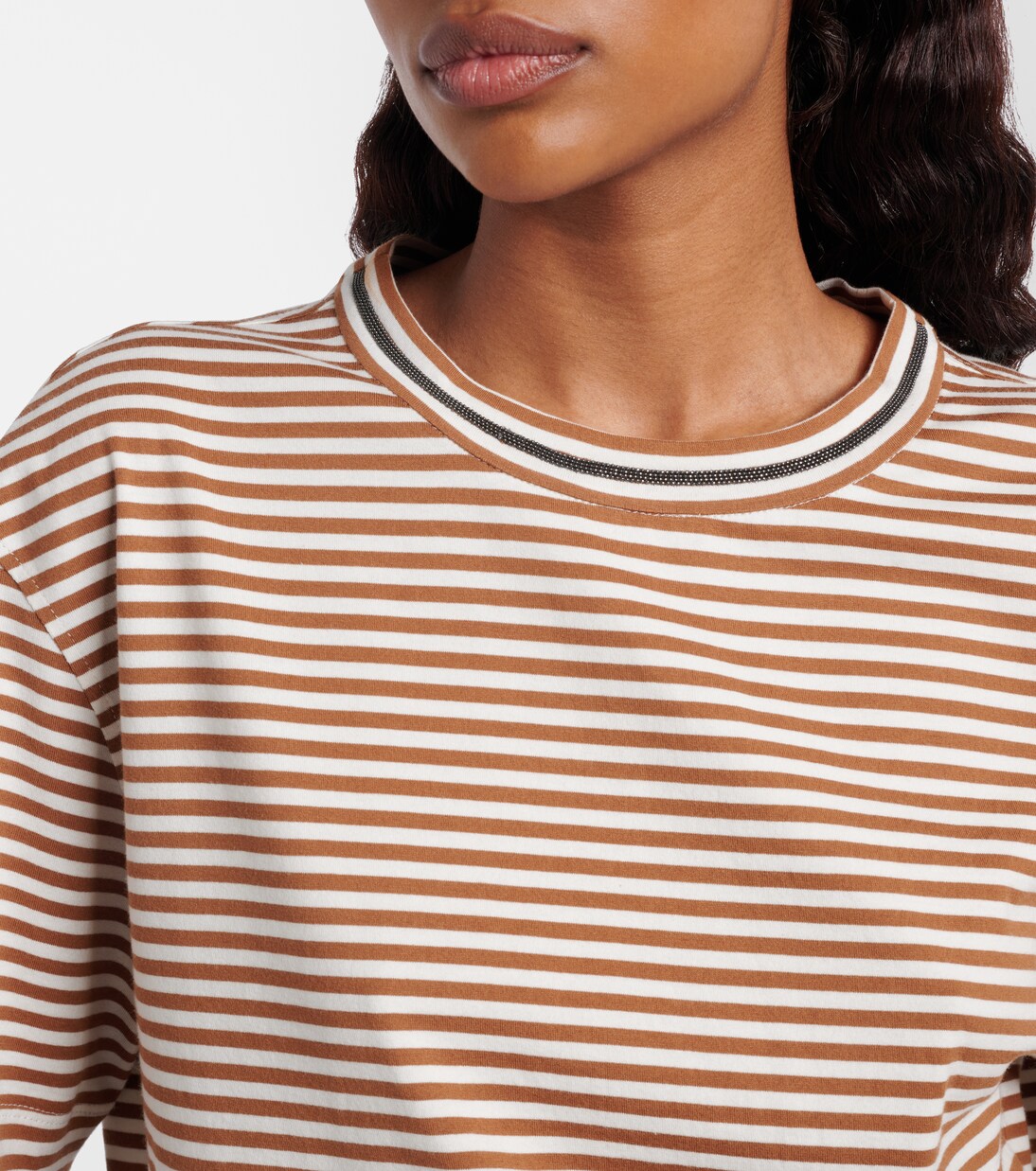 Striped oversized cotton jersey T-shirt | Brunello Cucinelli