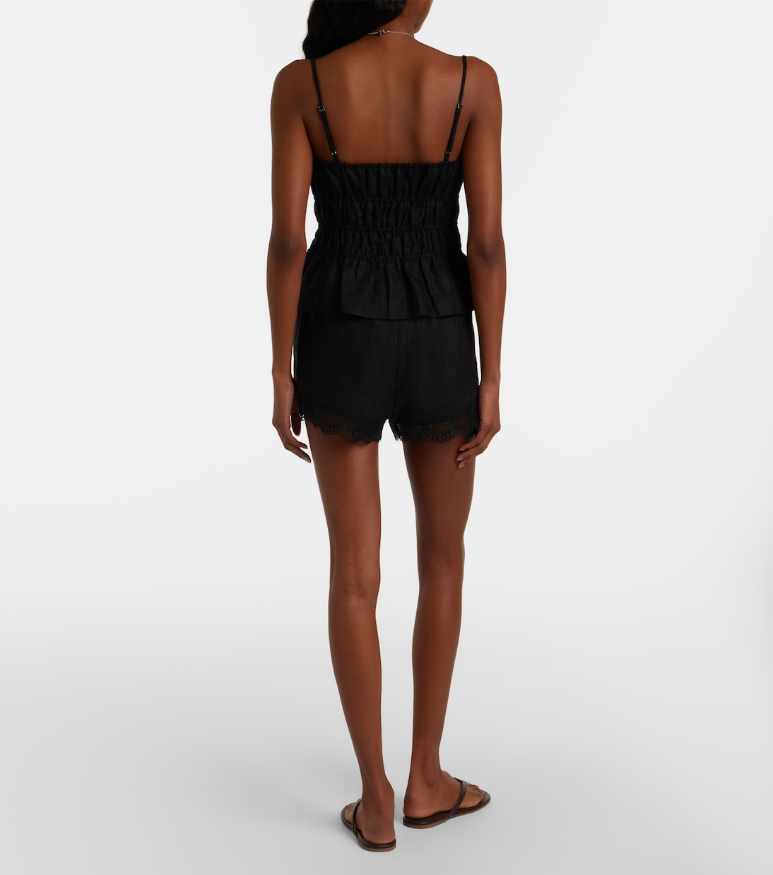 Von lace-trimmed linen shorts | Staud