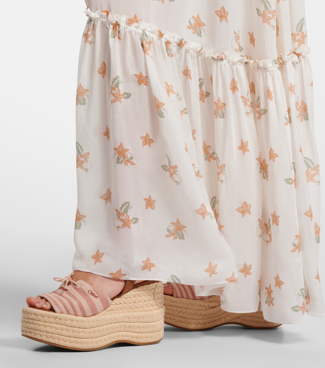 Striped canvas espadrille wedge sandals | Chloé