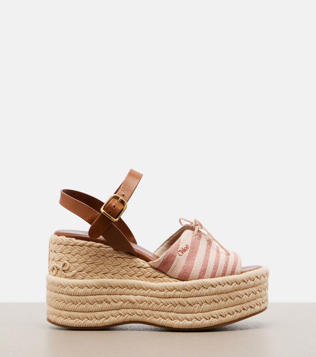 Striped canvas espadrille wedge sandals | Chloé