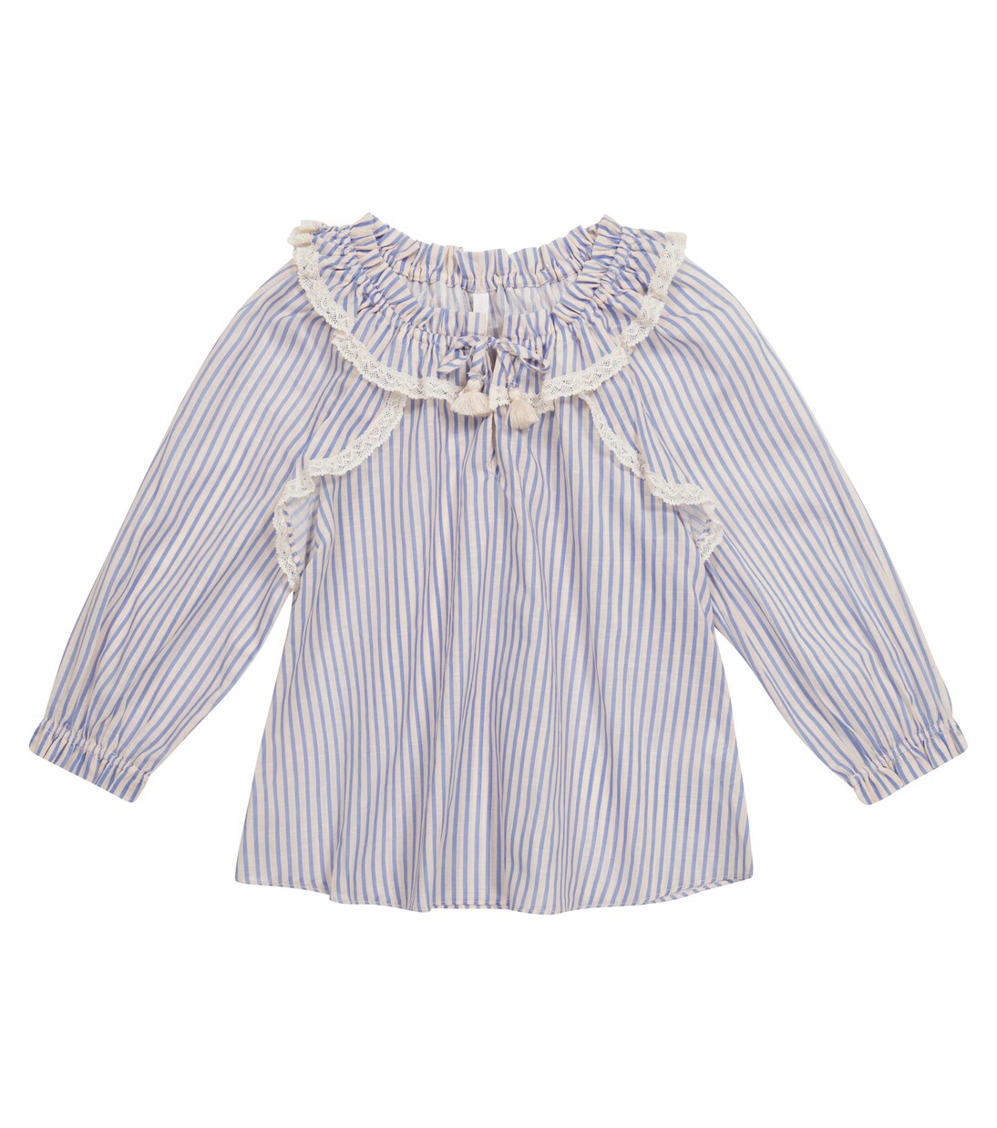 Aliane Gather Neck striped cotton blouse | Zimmermann Kids