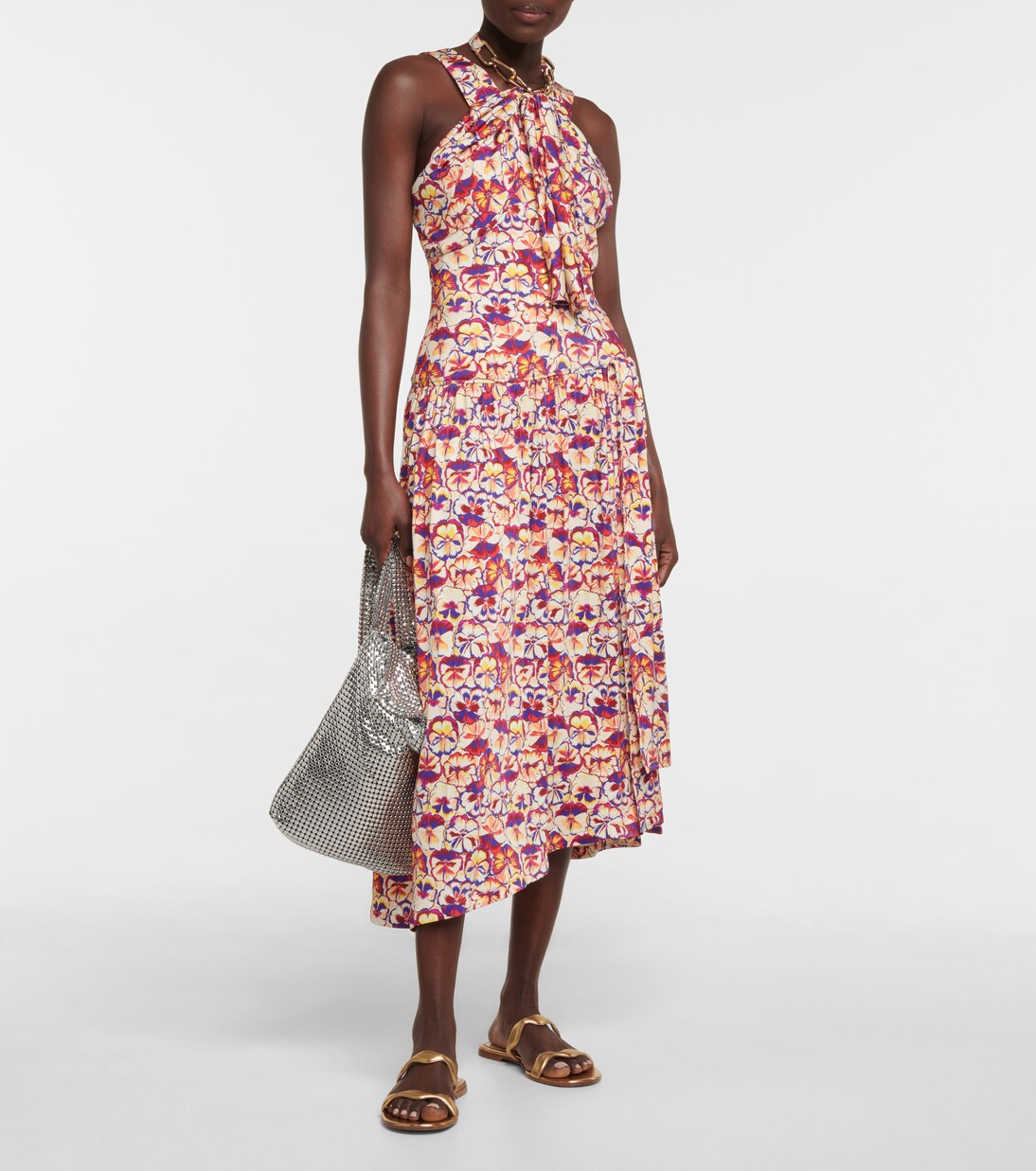 Robe midi à fleurs | Rabanne