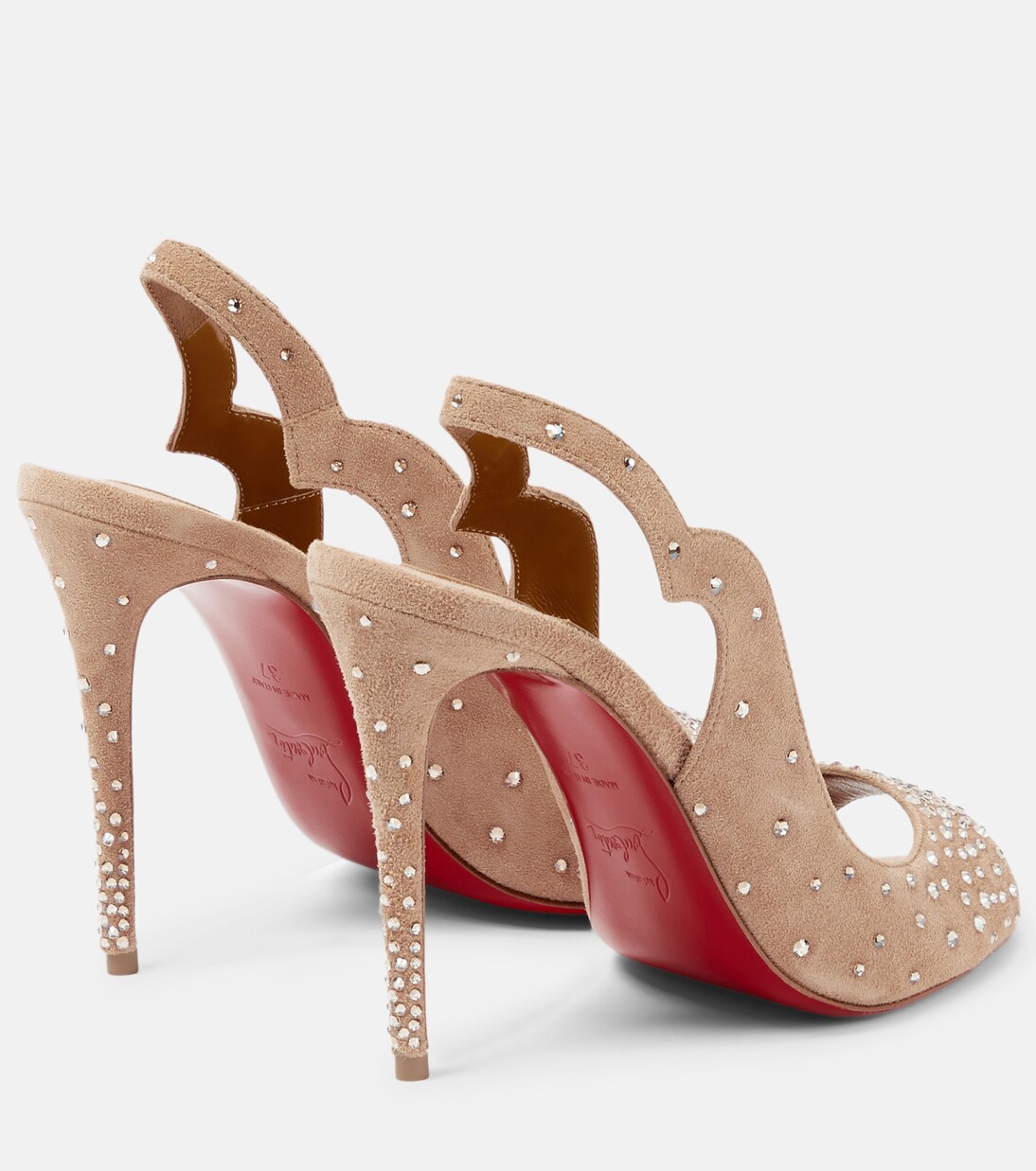 Nudes Slingback-Sandalen Degrachick aus Veloursleder | Christian Louboutin