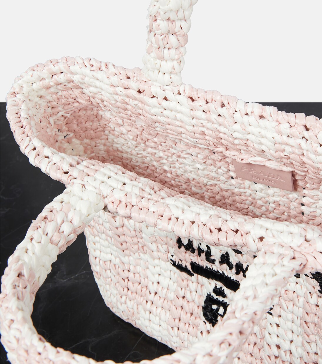 Shopper effetto rafia con logo | Prada