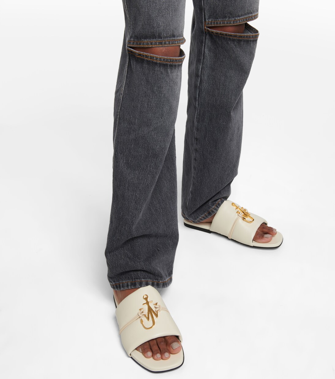 Anchor leather slides | JW Anderson