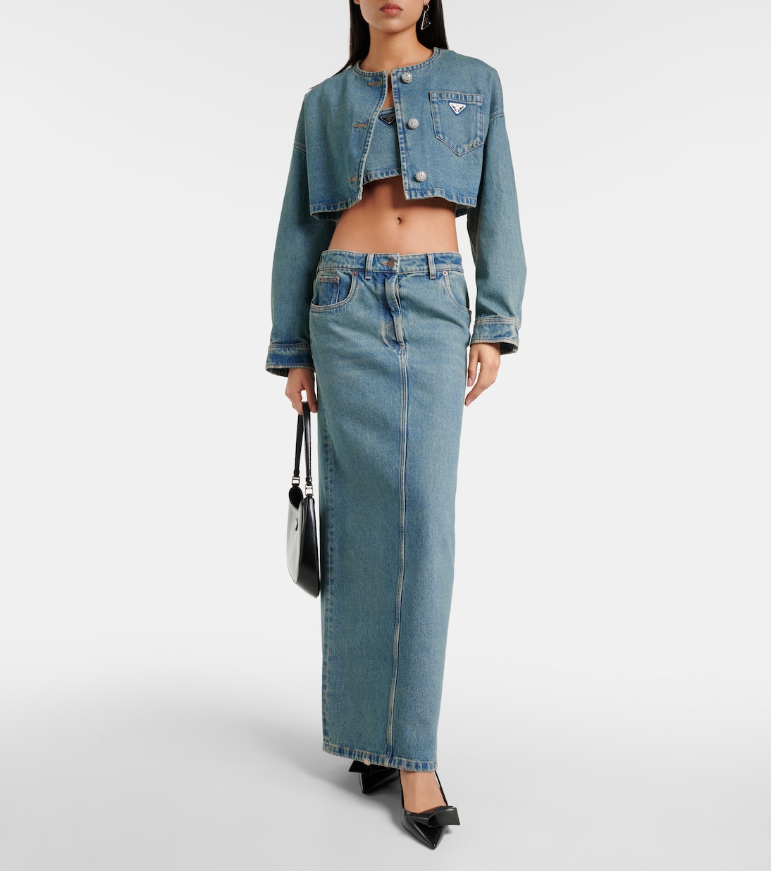 Top de denim con logo | Prada