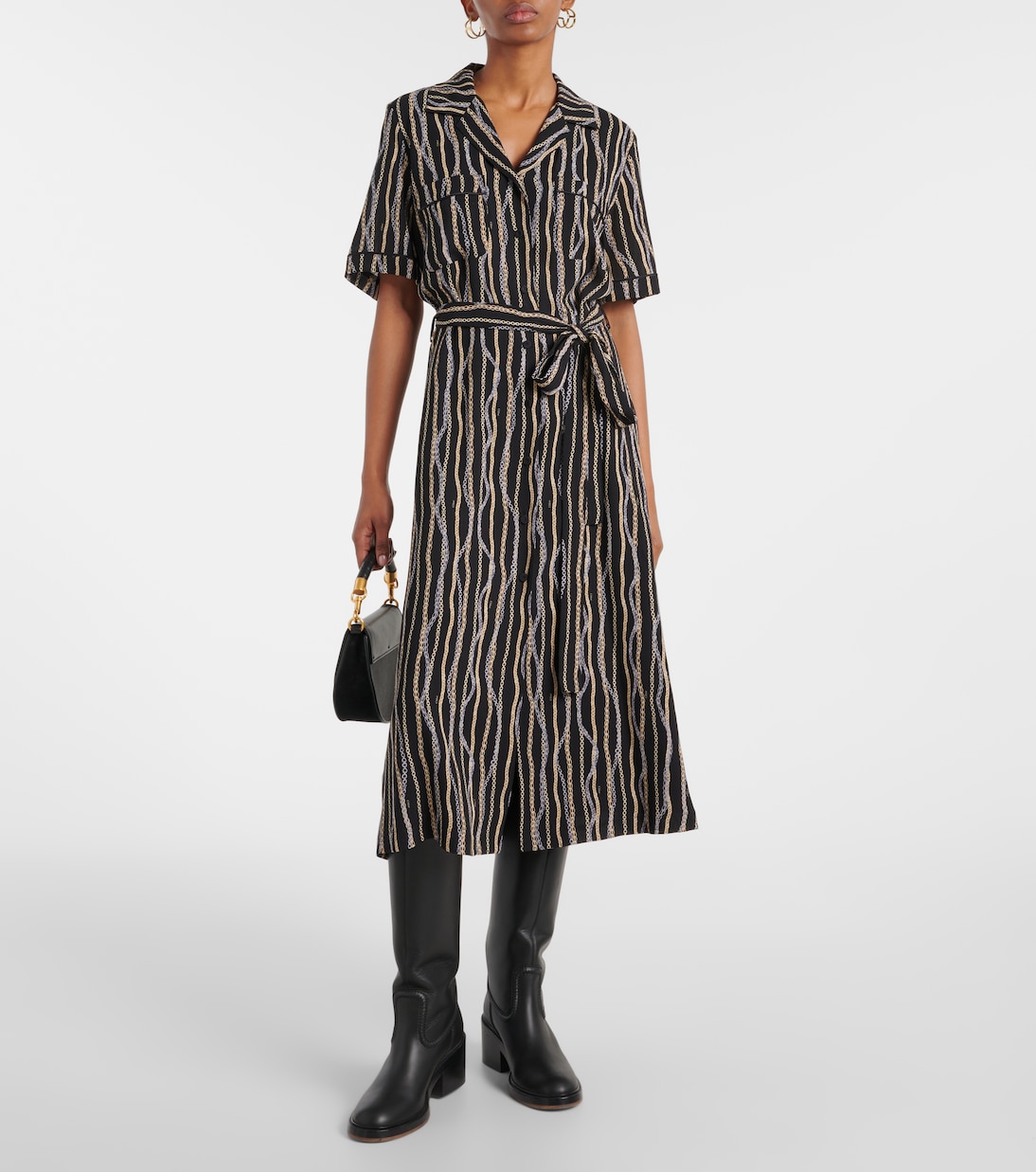 Printed silk sablé shirt dress | Chloé