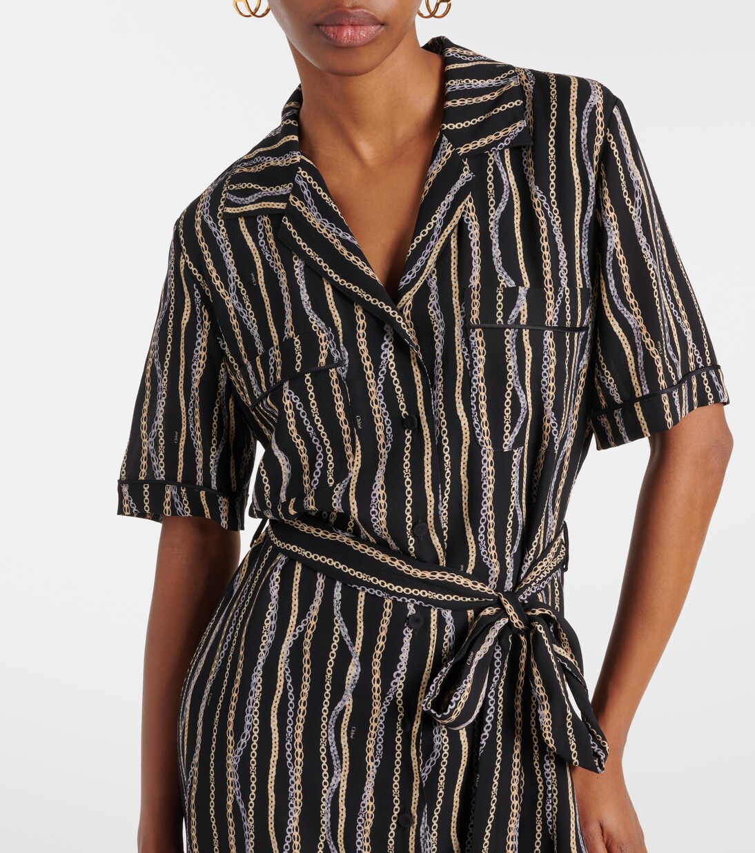 Printed silk sablé shirt dress | Chloé