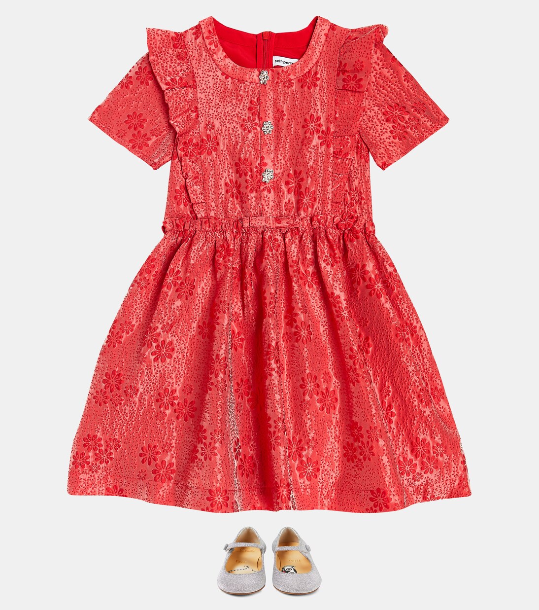 Robe en jacquard de coton à fleurs | Self-Portrait Kids